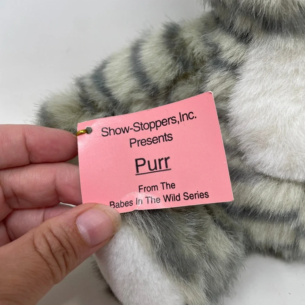Show-Stoppers Purr Porcelain Doll Babes In The Wild Series Grey Tiger Cat Plush